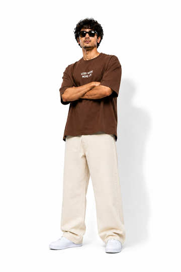 Premium Beige Relaxed Fit Baggy Jeans for Men