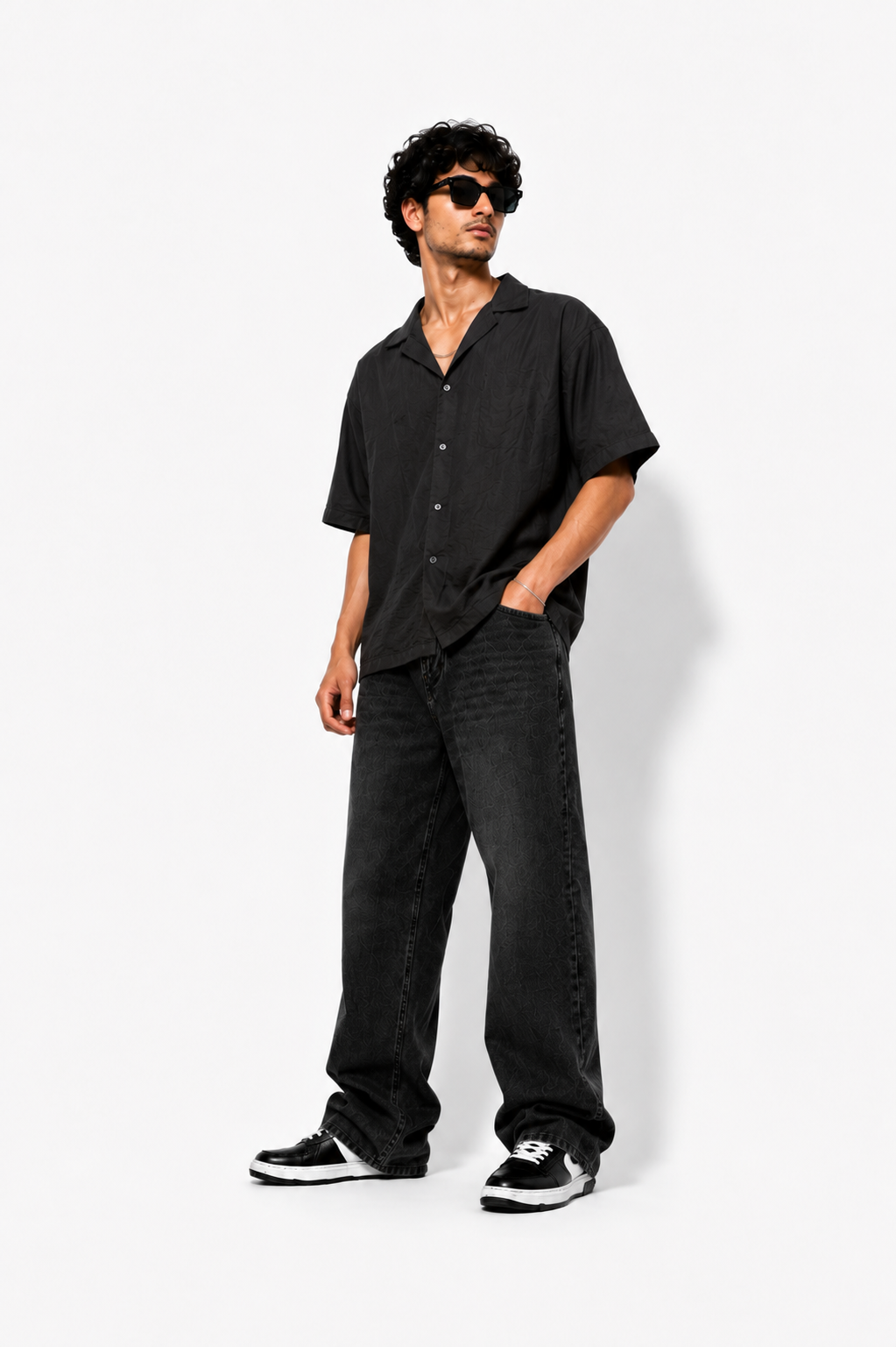 Premium Washed Black Baggy Jeans for Men | Relaxed Streetwear Fit