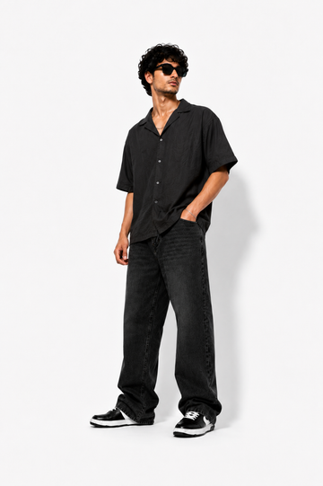 Premium Washed Black Baggy Jeans for Men | Relaxed Streetwear Fit