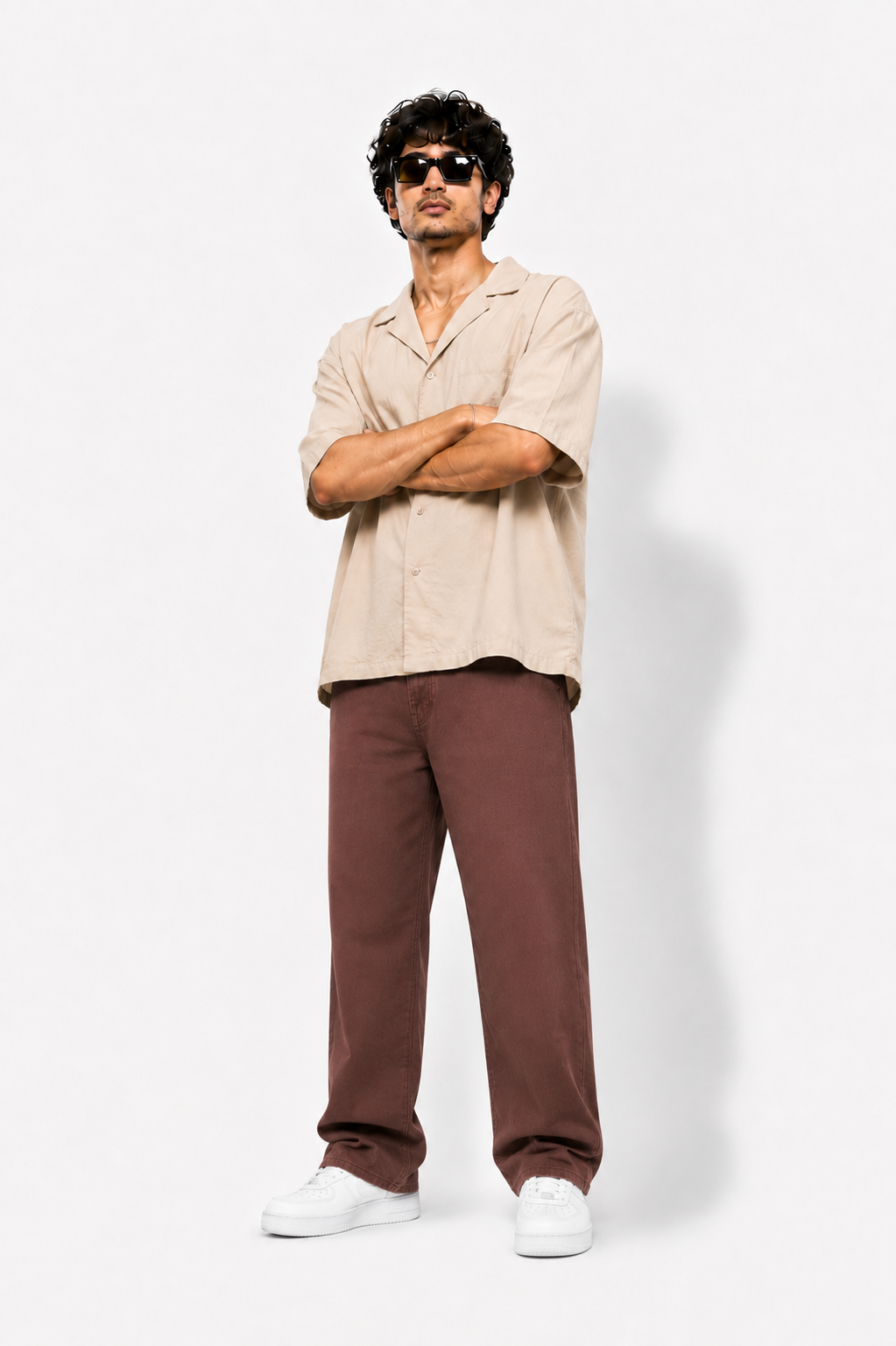 Premium Men's Brown Baggy Fit Jeans | Wide Leg Streetwear Denim