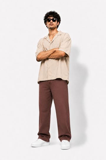 Premium Men's Brown Baggy Fit Jeans | Wide Leg Streetwear Denim