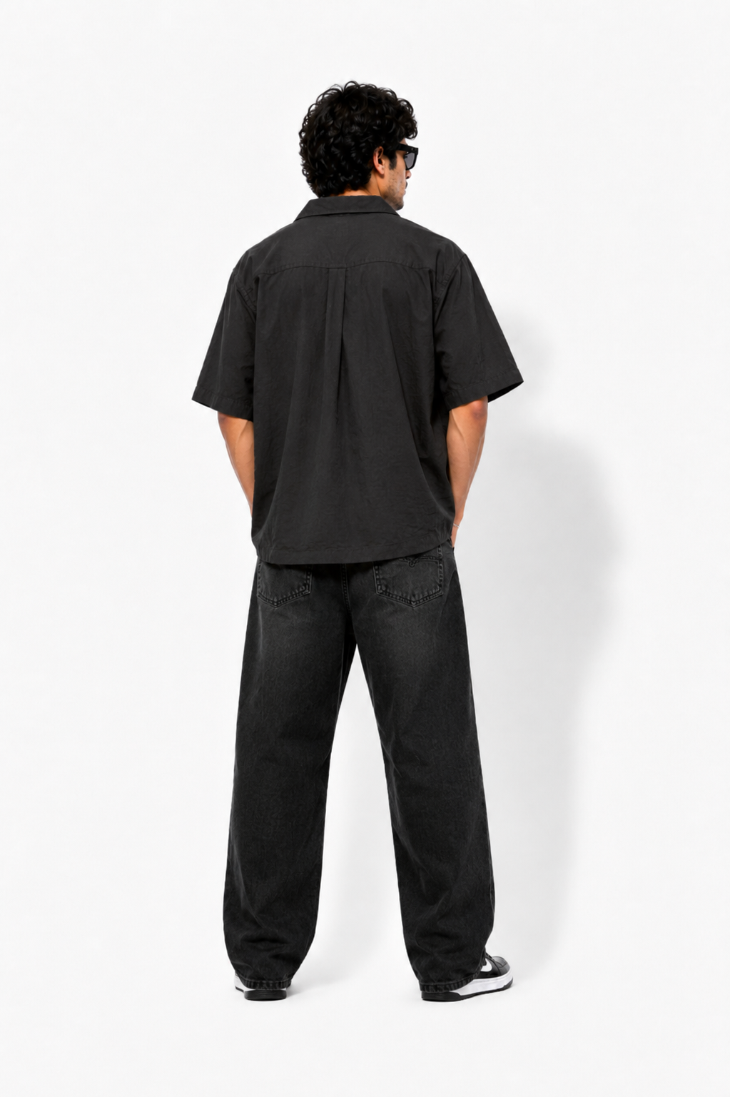 Premium Washed Black Baggy Jeans for Men | Relaxed Streetwear Fit