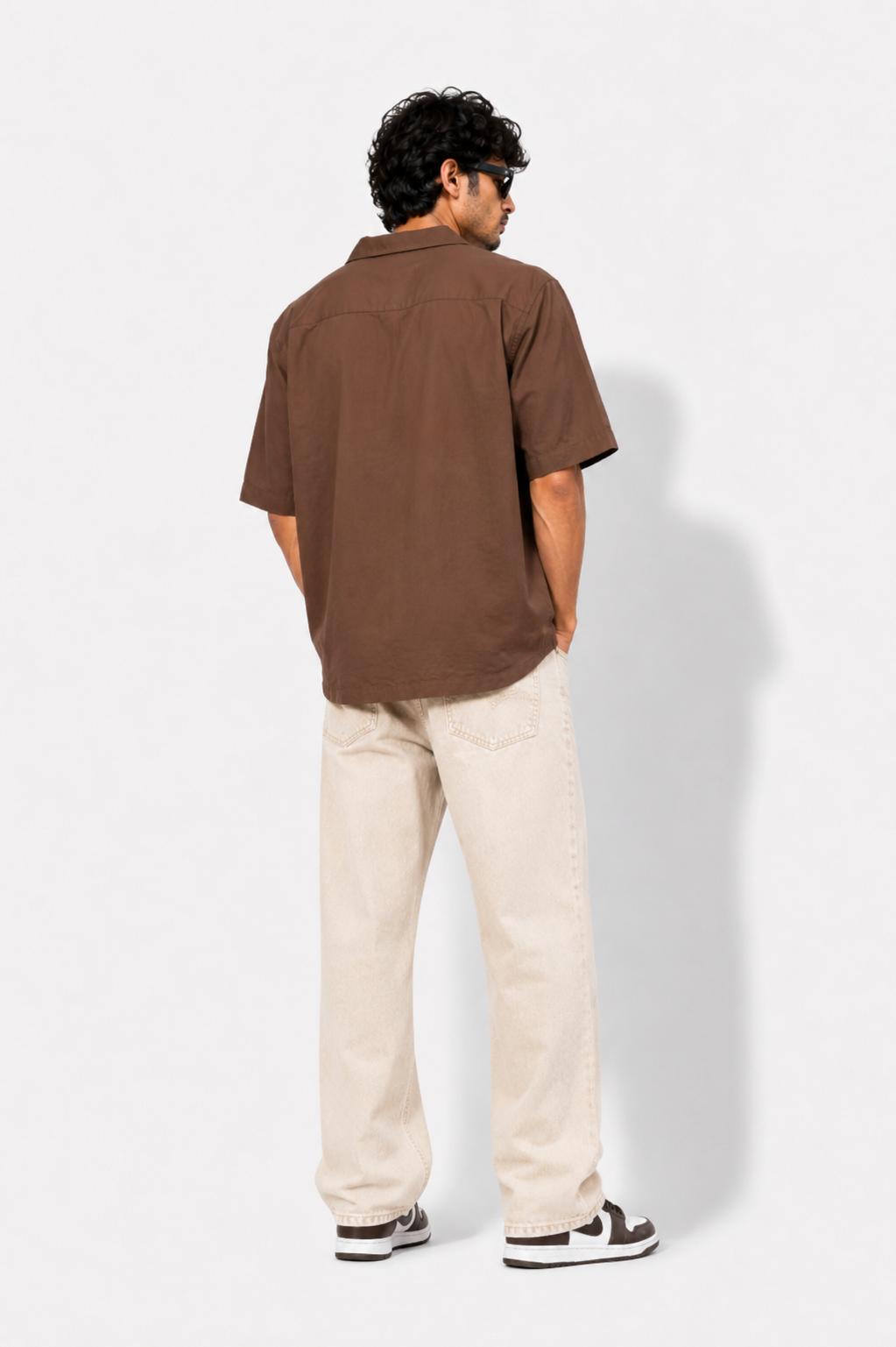 Premium Beige Relaxed Fit Baggy Jeans for Men