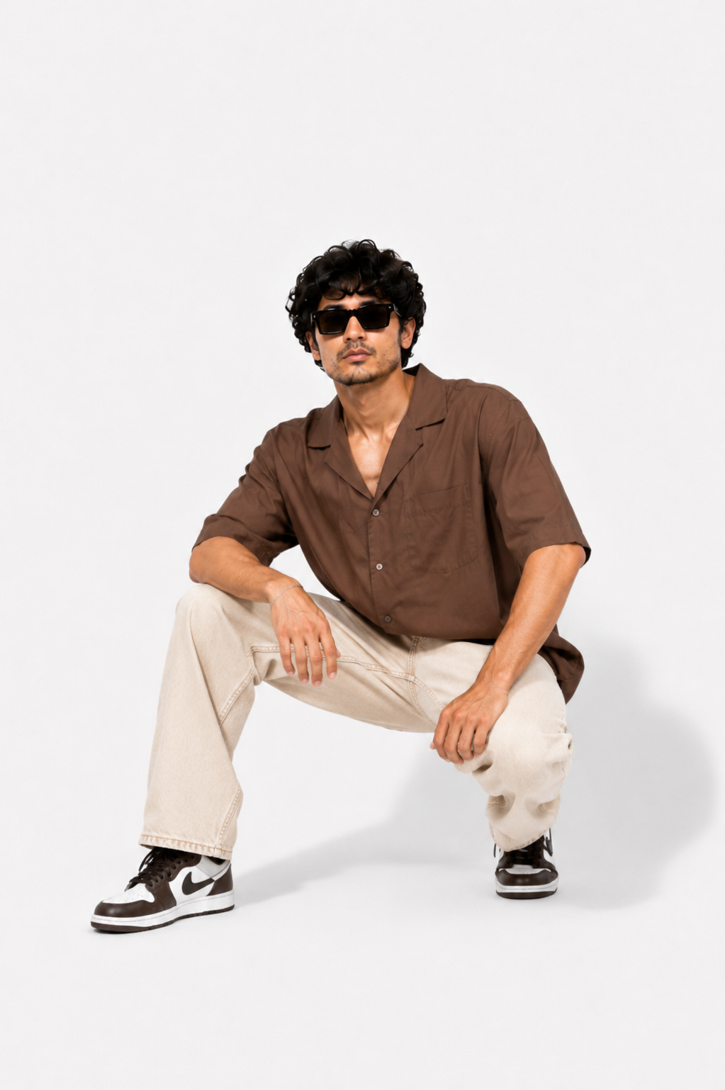 Premium Beige Relaxed Fit Baggy Jeans for Men